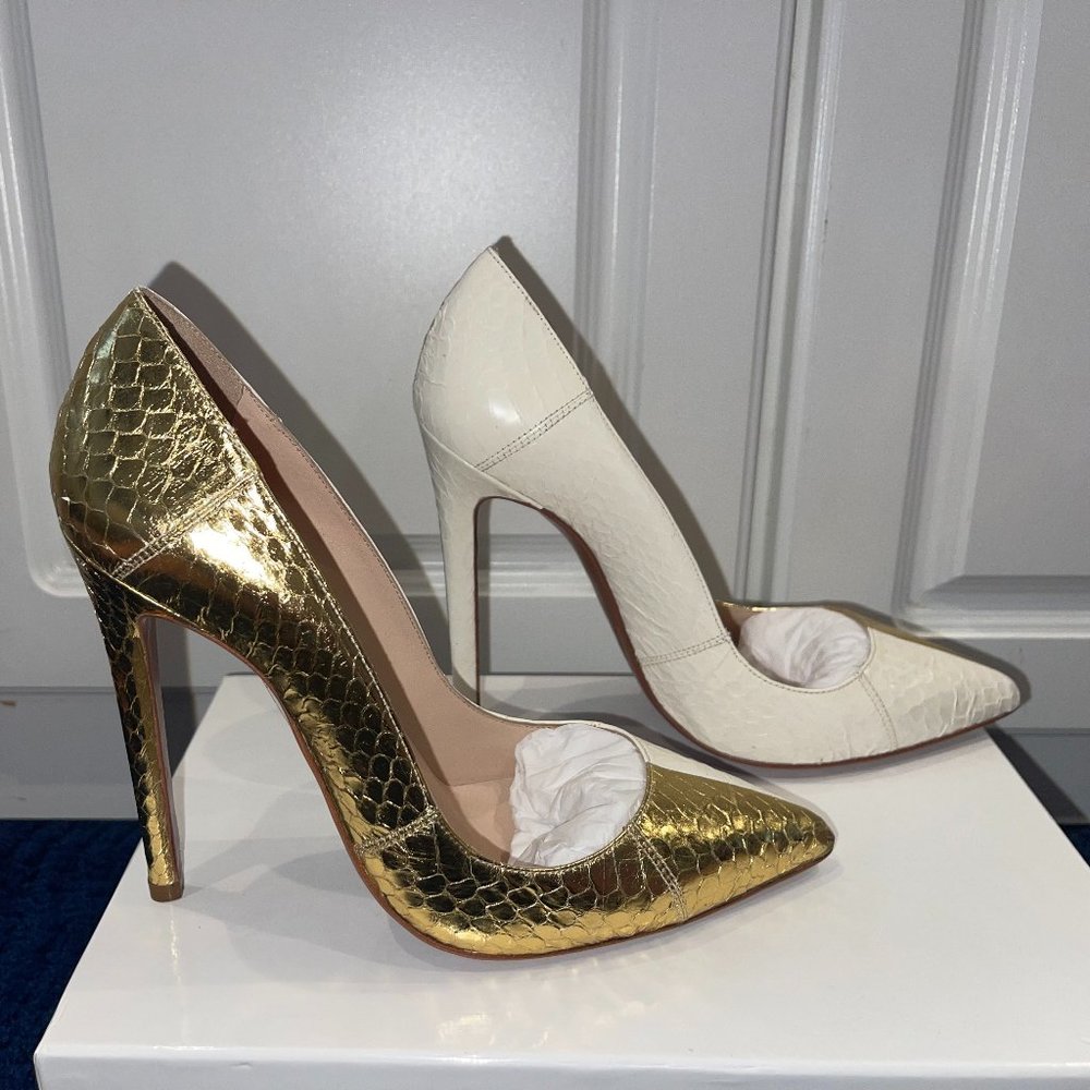 Lauren Marinis Cream & gold Pumps size 8